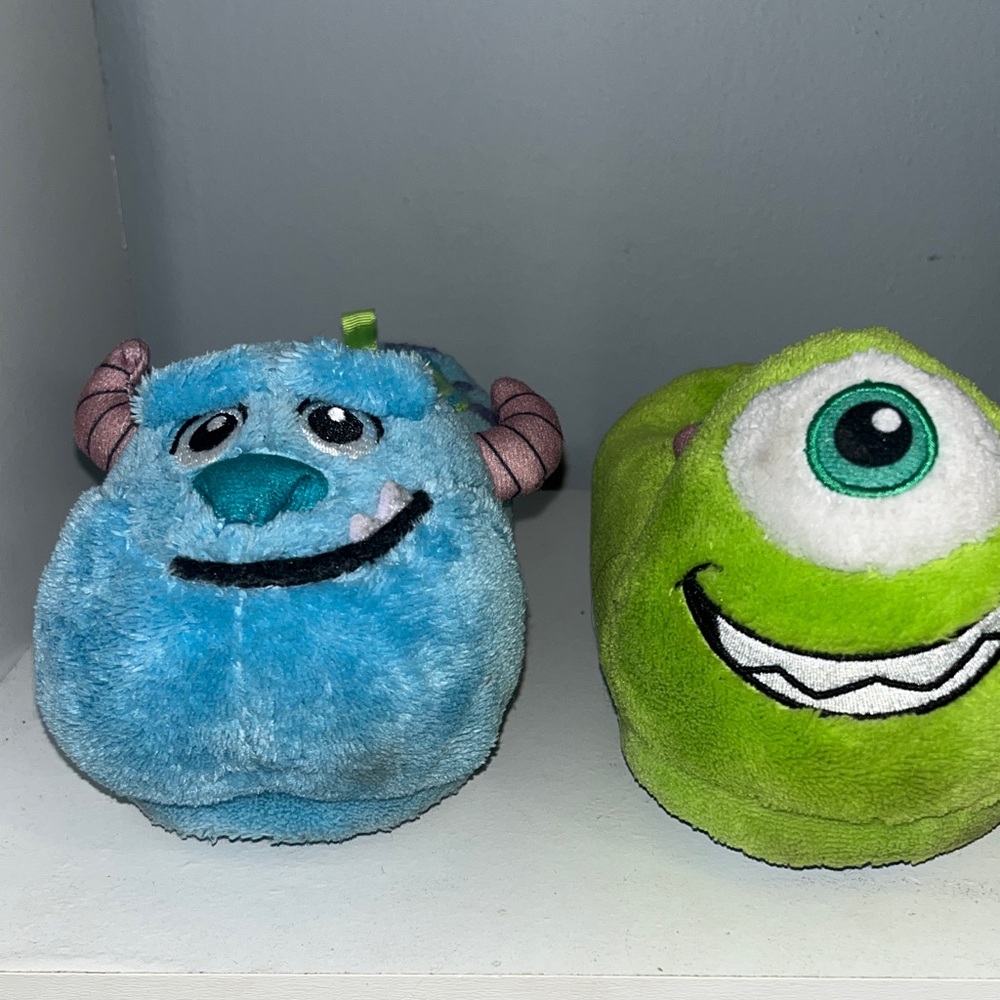 Blue and Green Monster Plush Slippers